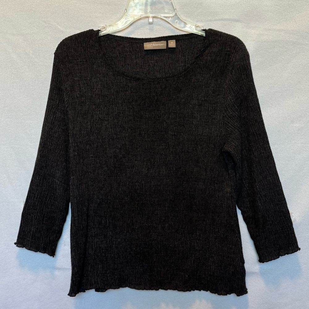 Croft & Barrow Women’s Black Knit Sweater  3/4 Sleeve  Stretch Pullover Medium